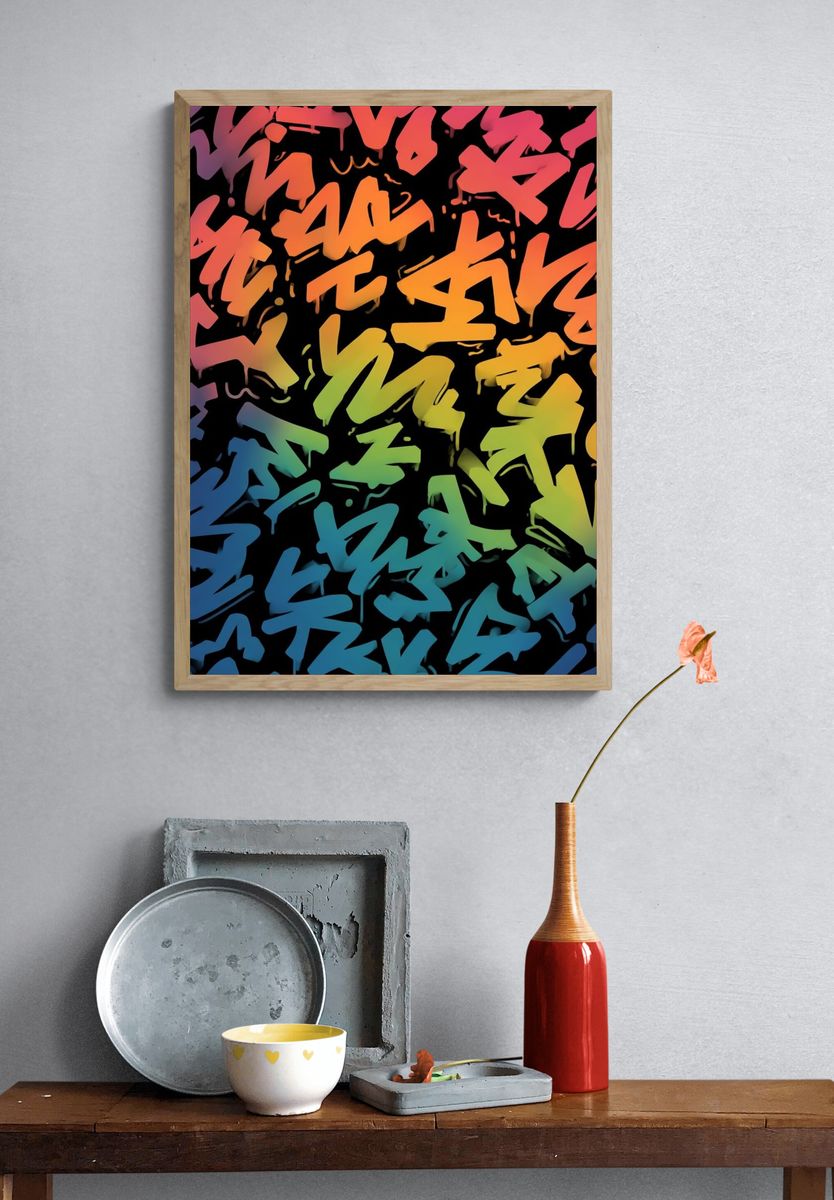 Colorful Graffiti Art Poster. — room view 3