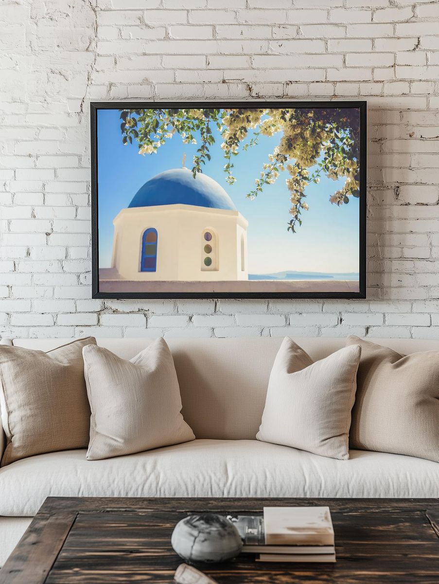 Greek Island Chapel Photography Poster. — room view 1