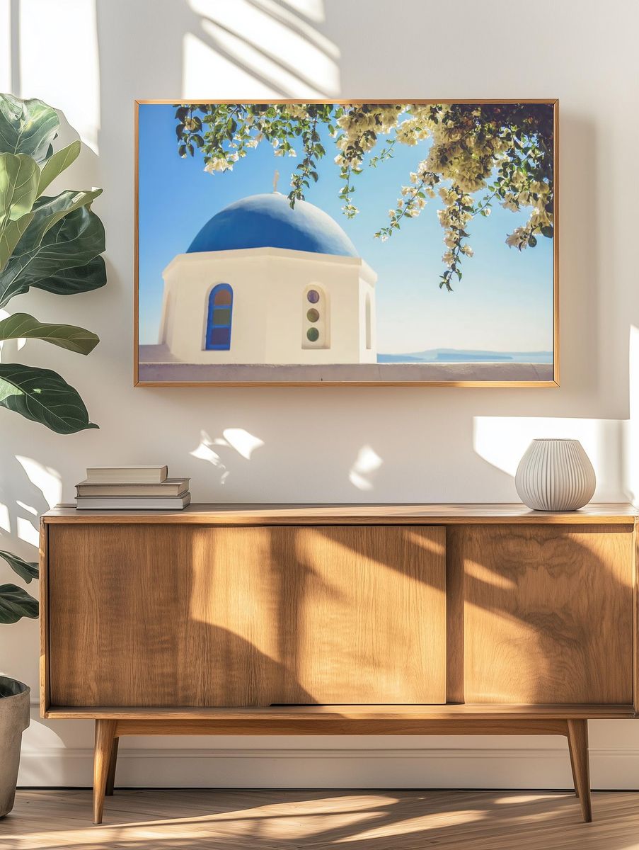 Greek Island Chapel Photography Poster. — room view 3