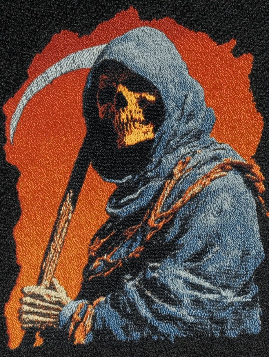 Grim Reaper Embroidery Poster. poster detail