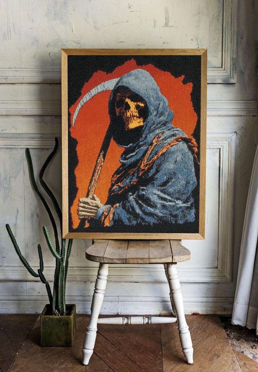 Grim Reaper Embroidery Poster. — room view 1