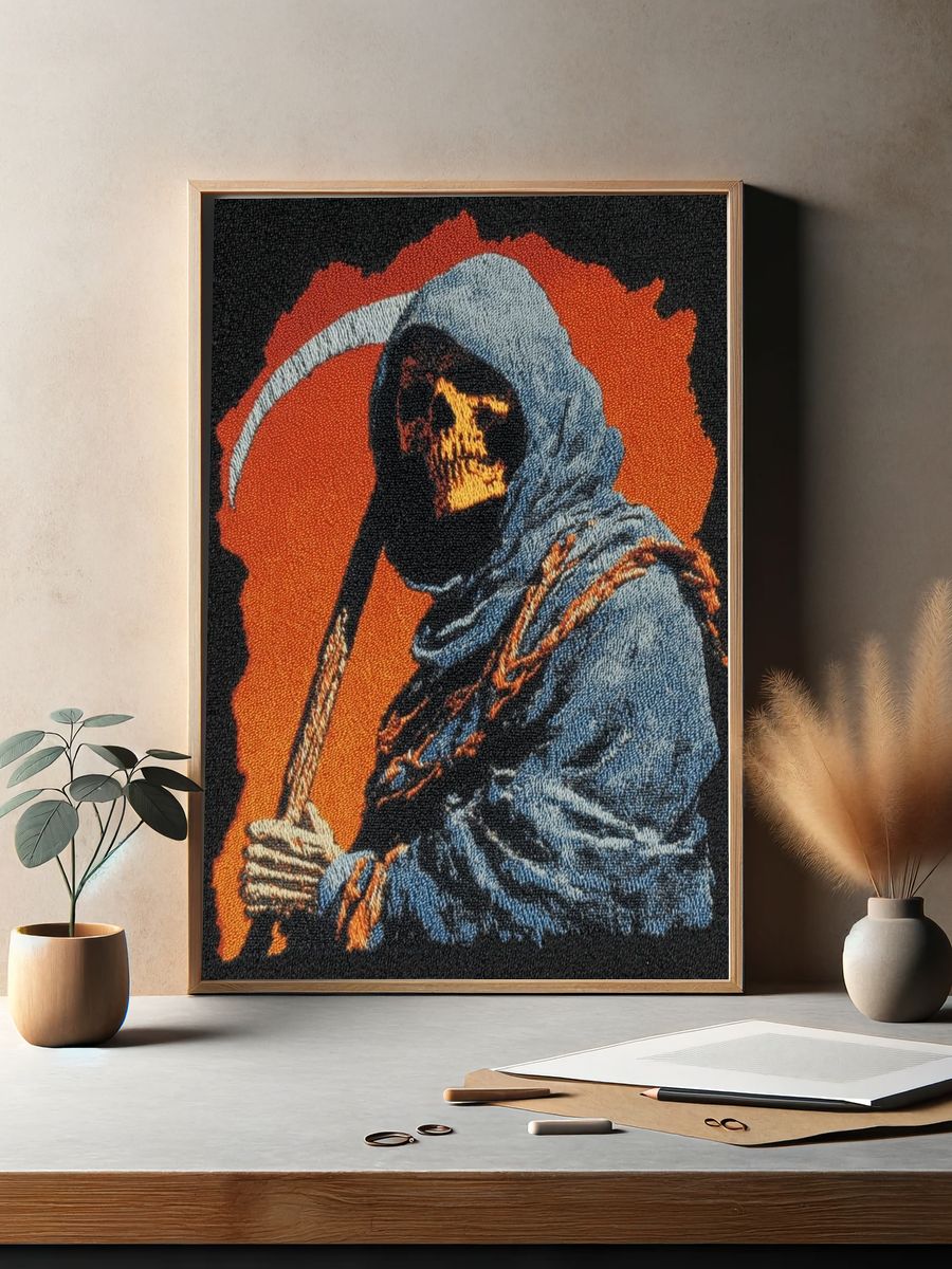 Grim Reaper Embroidery Poster. — room view 2