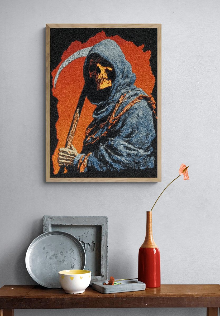 Grim Reaper Embroidery Poster. — room view 3