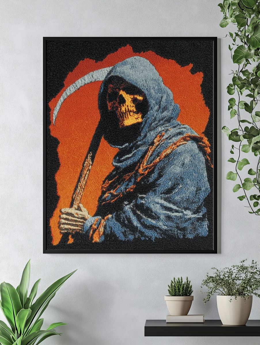 Grim Reaper Embroidery Poster. — room view 4