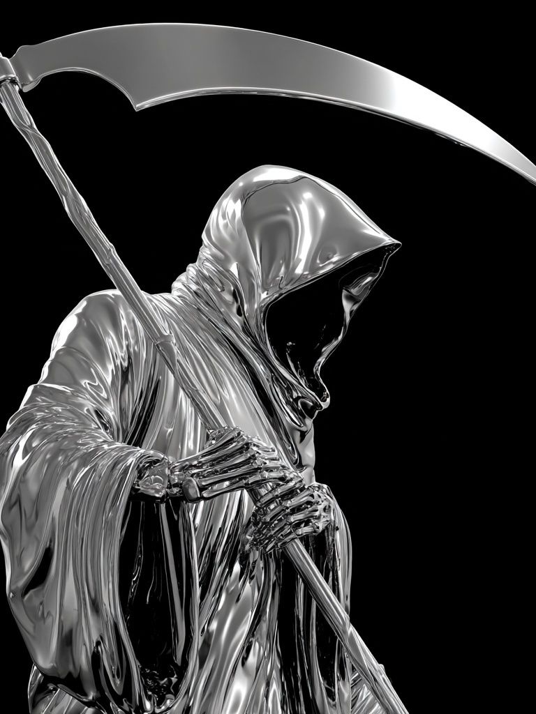 Chrome Grim Reaper Illustration Poster. poster detail