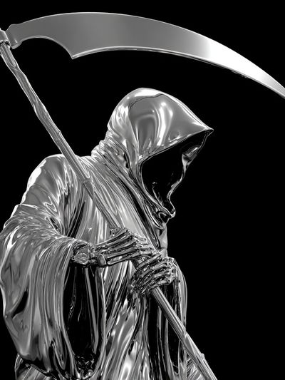 Chrome Grim Reaper Illustration Poster. poster print