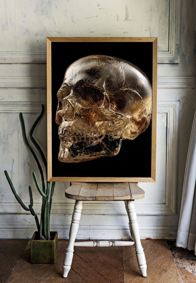 Glass Skull Dark Photography Poster. — room view 1