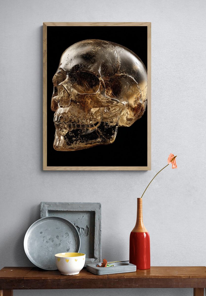 Glass Skull Dark Photography Poster. — room view 3