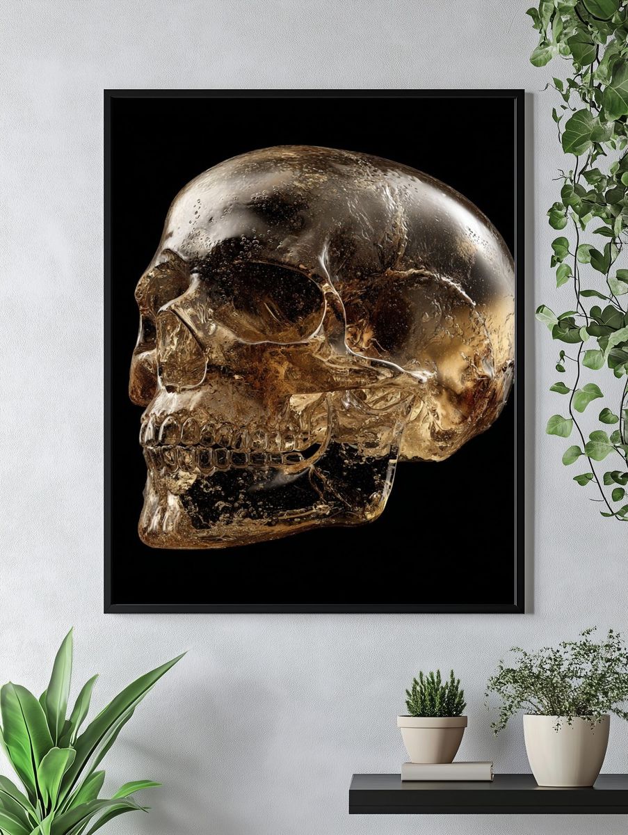 Glass Skull Dark Photography Poster. — room view 4