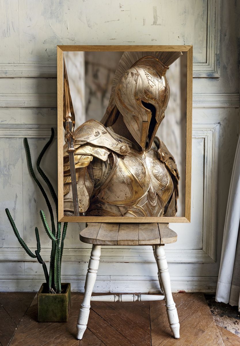 Golden Spartan Warrior — Fine Art Print. — room view 1