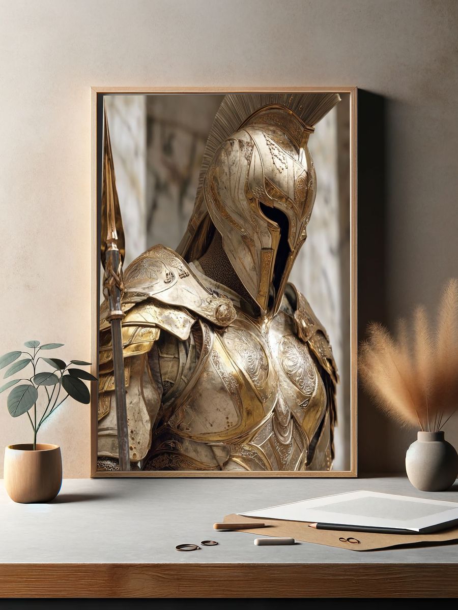 Golden Spartan Warrior — Fine Art Print. — room view 2