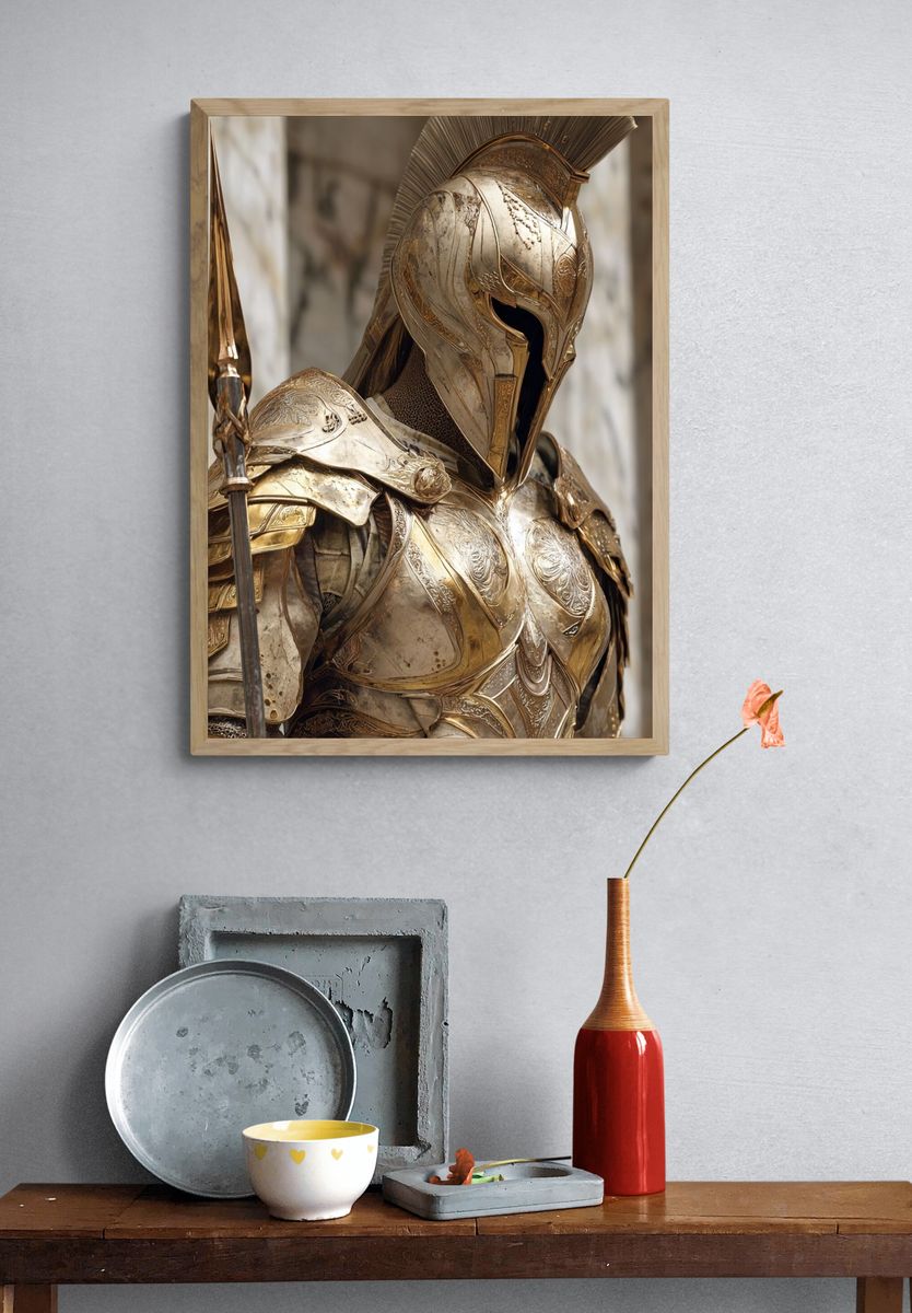 Golden Spartan Warrior — Fine Art Print. — room view 3
