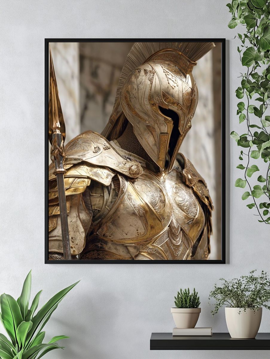 Golden Spartan Warrior — Fine Art Print. — room view 4