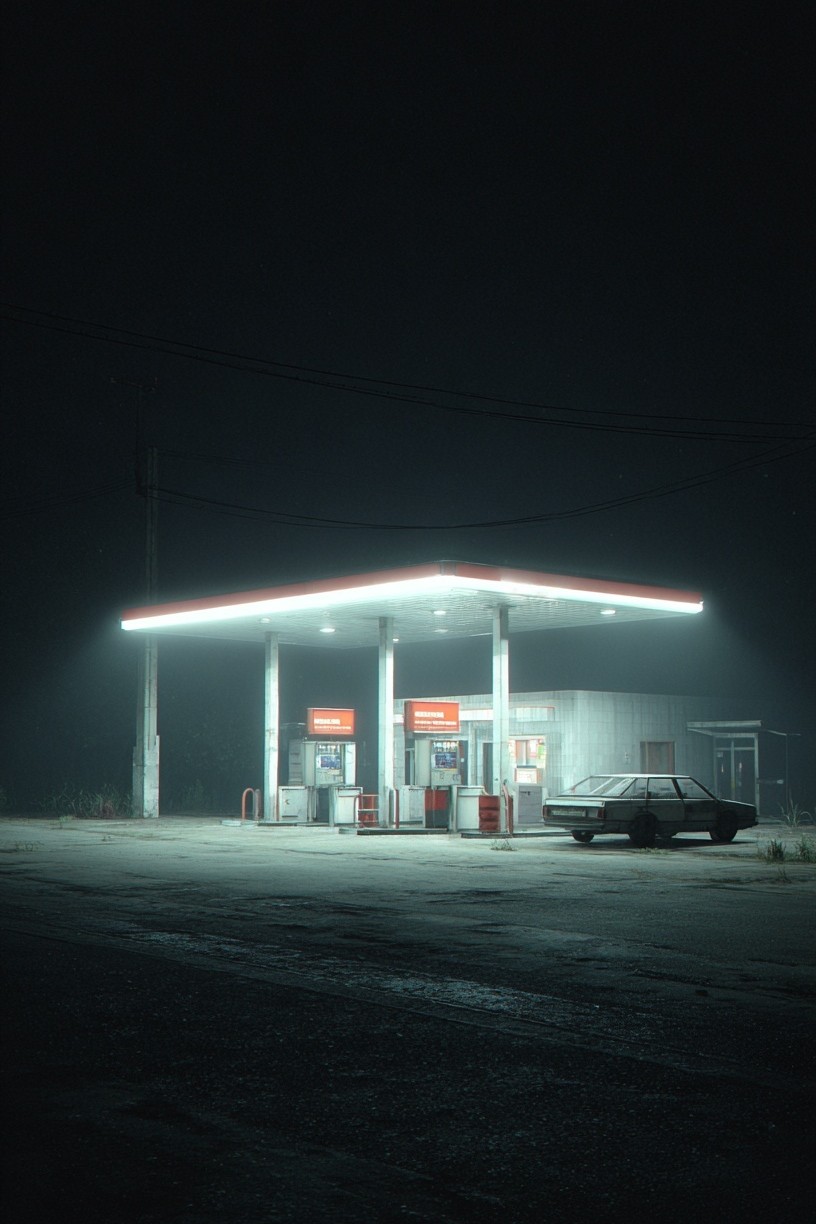Abandoned Gas Station — Photography Print. poster — photography art