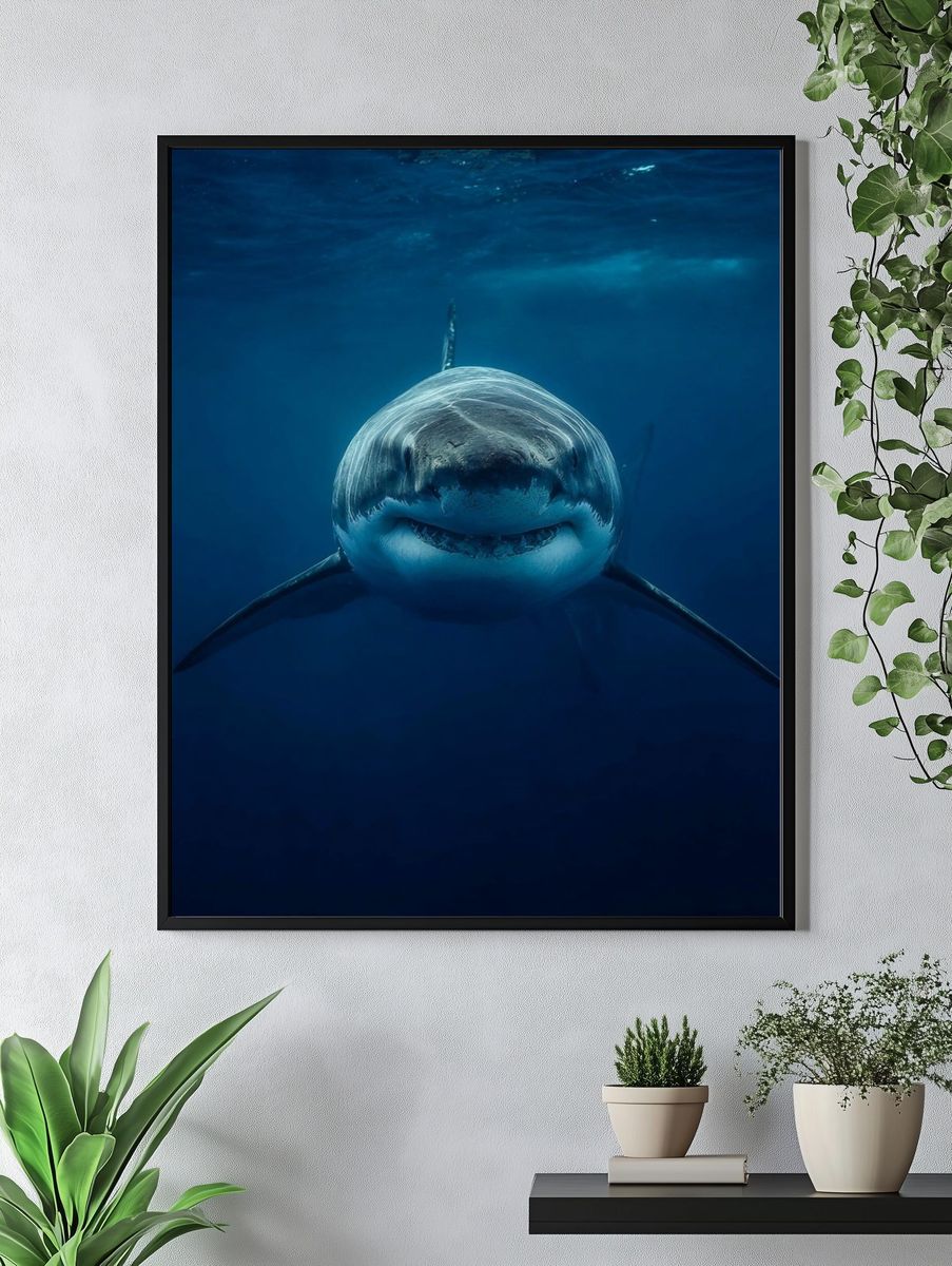 Great White Shark Underwater Poster. — room view 4