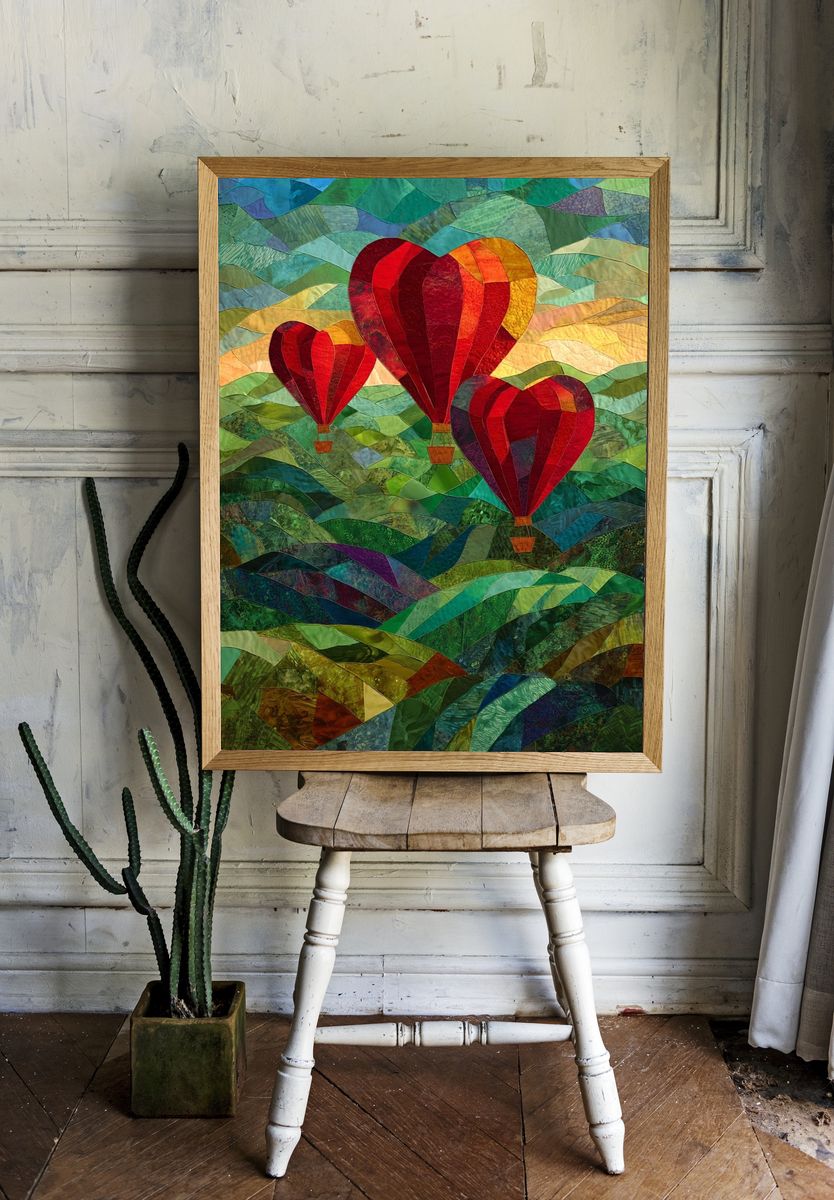 Hot Air Balloons Quilt Poster. — room view 1