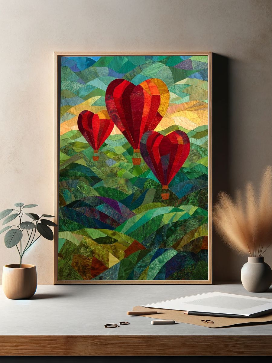 Hot Air Balloons Quilt Poster. — room view 2