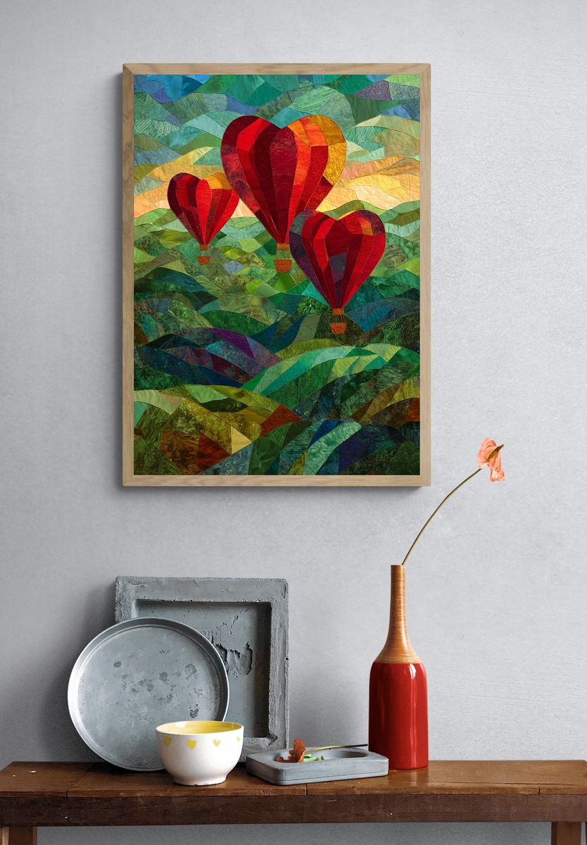 Hot Air Balloons Quilt Poster. — room view 3
