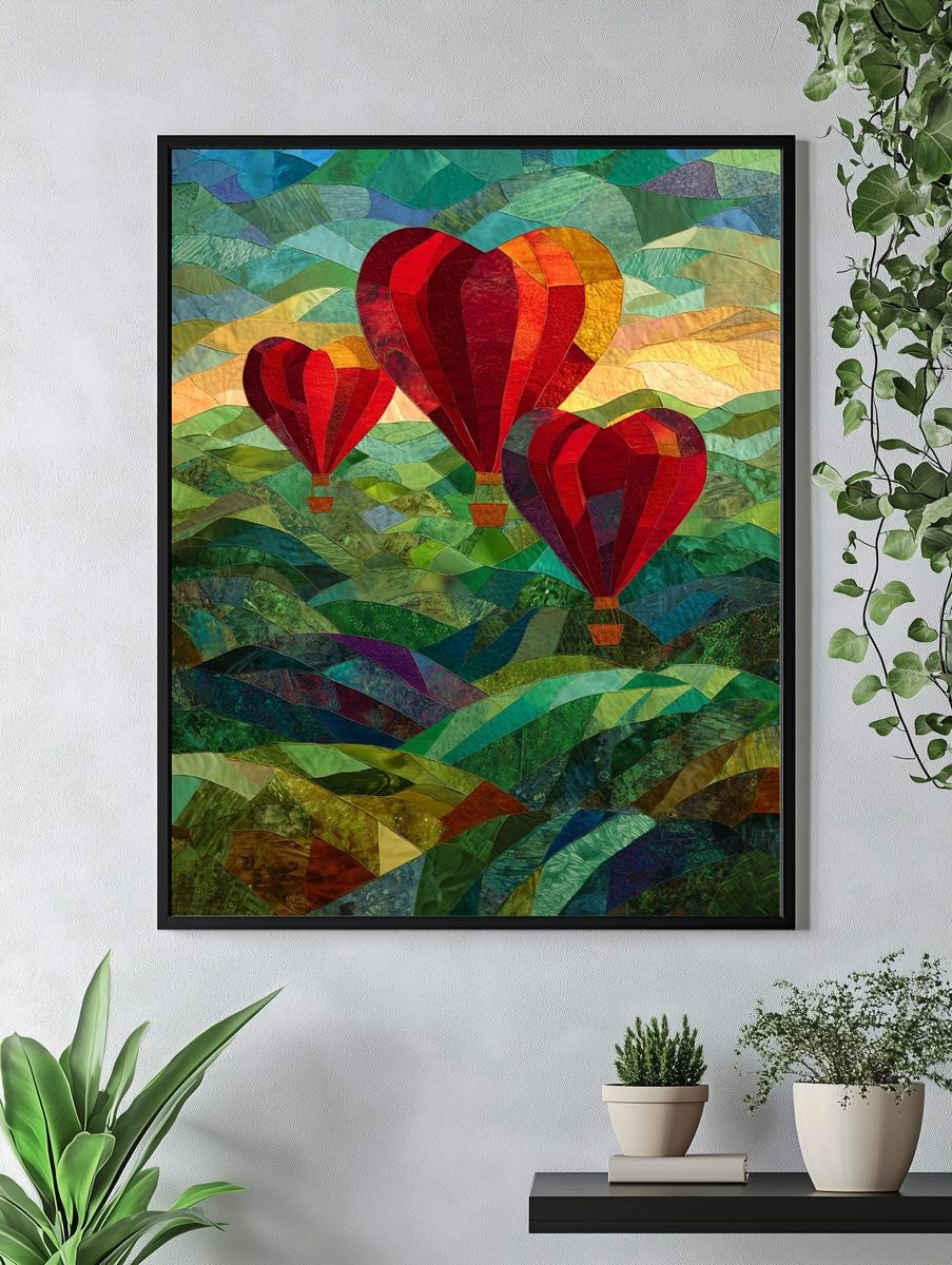 Hot Air Balloons Quilt Poster. — room view 4