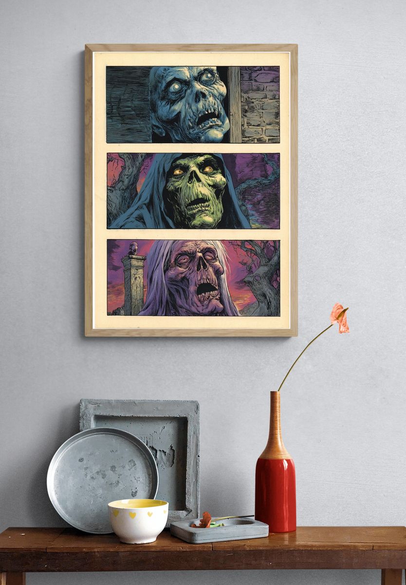Creepy Skull Art — Horror Print. — room view 3