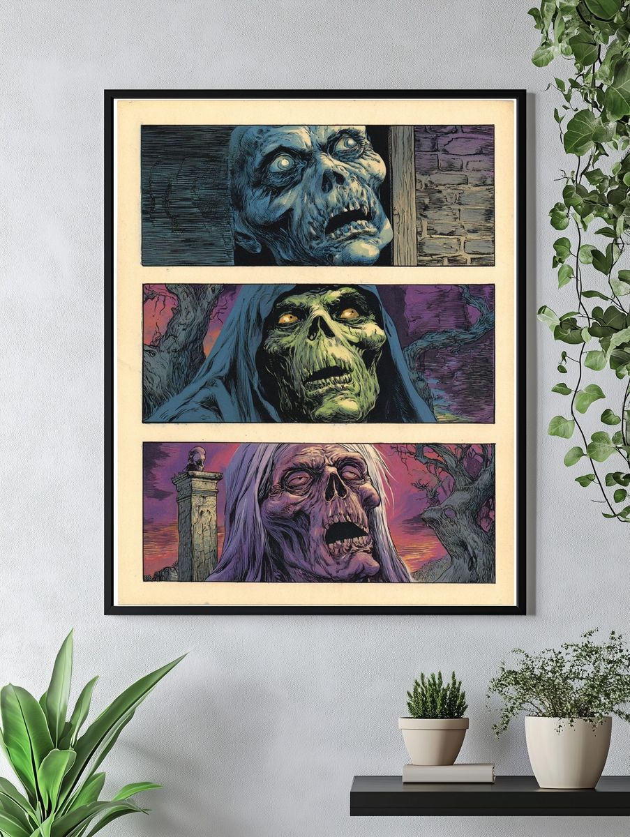 Creepy Skull Art — Horror Print. — room view 4