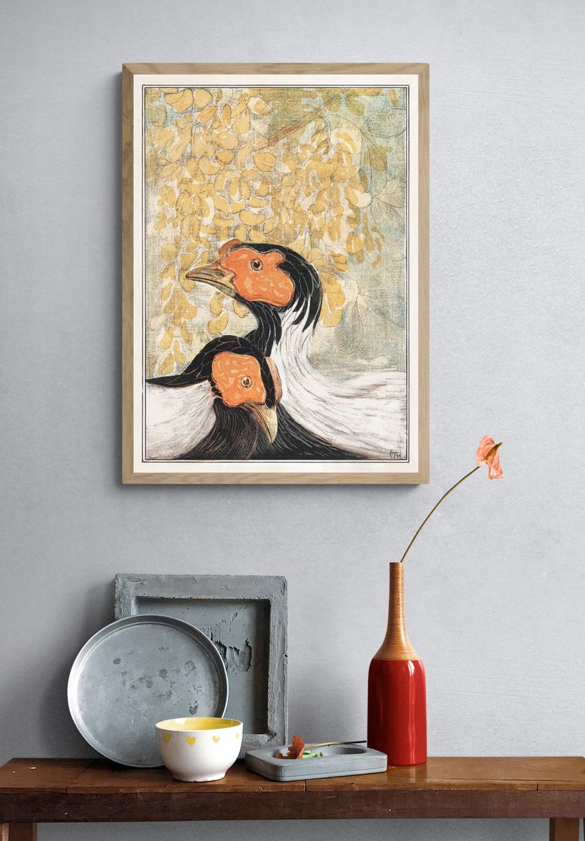 Hornbill Pair Vintage Illustration Poster. — room view 3