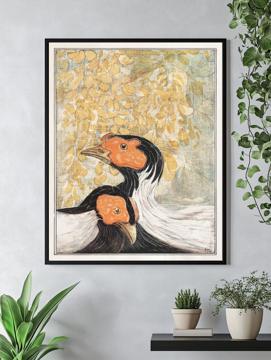 Hornbill Pair Vintage Illustration Poster. — room view 4