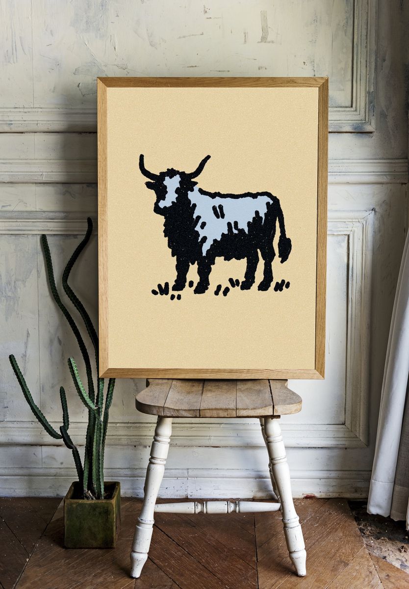Highland Cow Illustration Poster. — room view 1