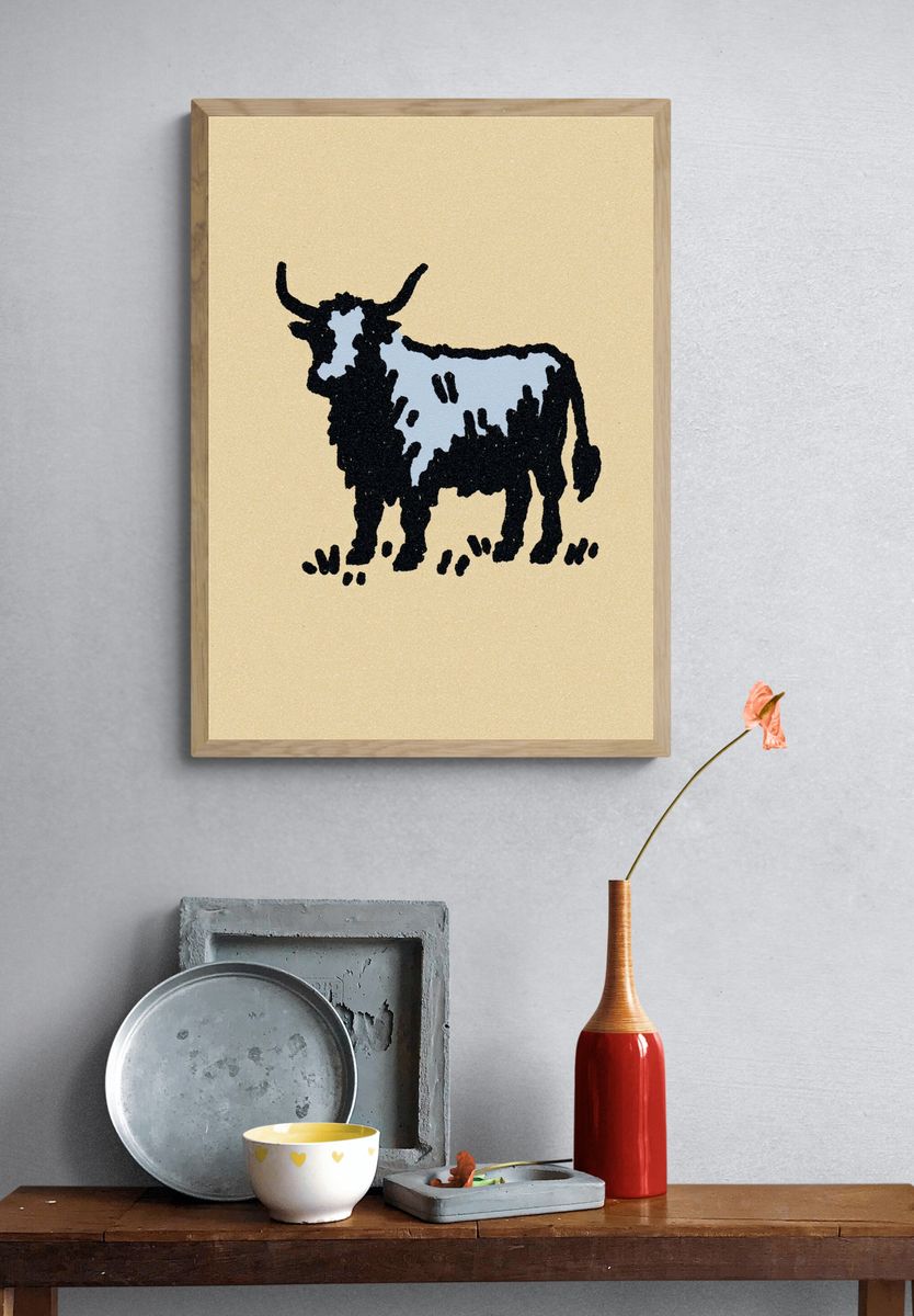 Highland Cow Illustration Poster. — room view 3