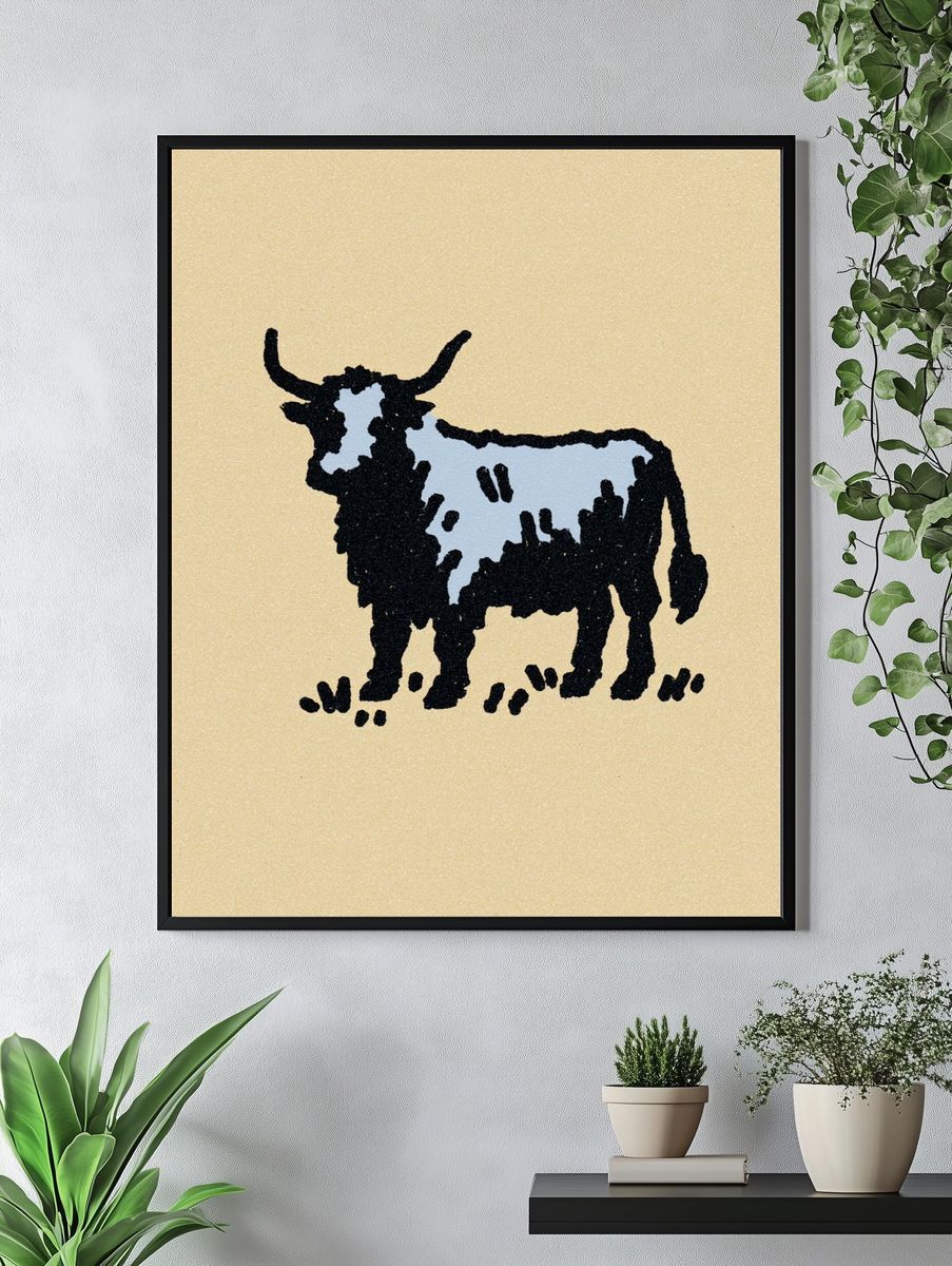 Highland Cow Illustration Poster. — room view 4