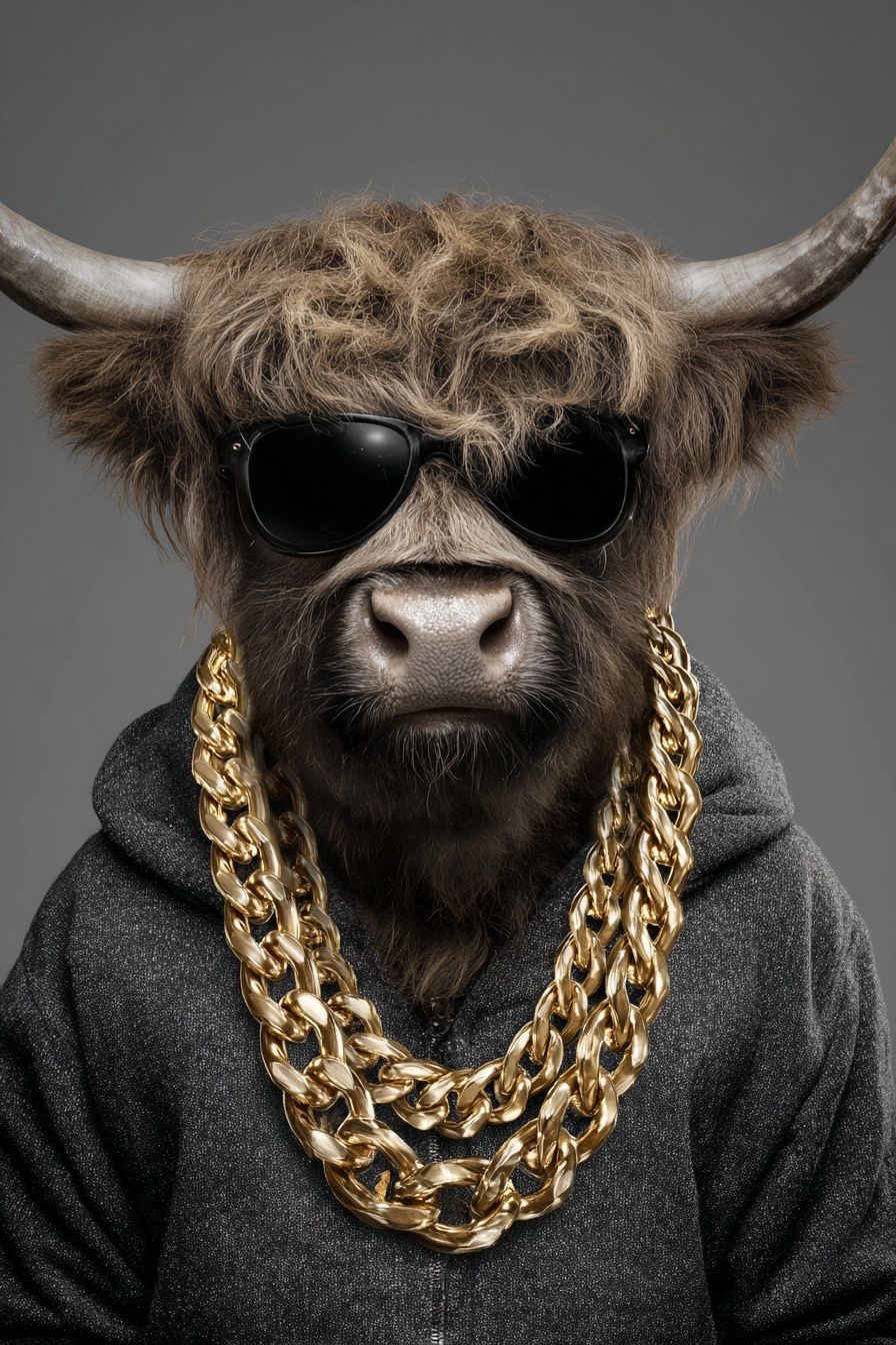 Stylish Highland Cow — Funny Print. poster — animals art