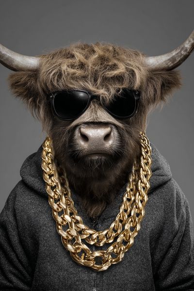 Stylish Highland Cow — Funny Print. poster print
