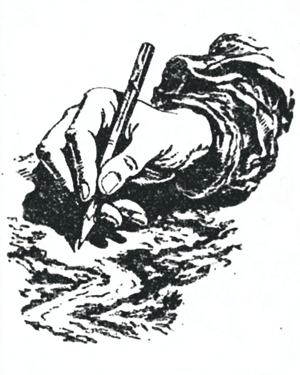 Hand Drawing a Landscape — Illustration Print. poster — illustration art