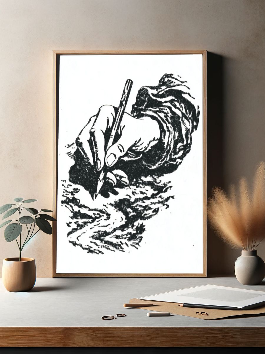 Hand Drawing a Landscape — Illustration Print. — room view 2