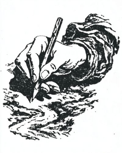 Hand Drawing a Landscape — Illustration Print. poster