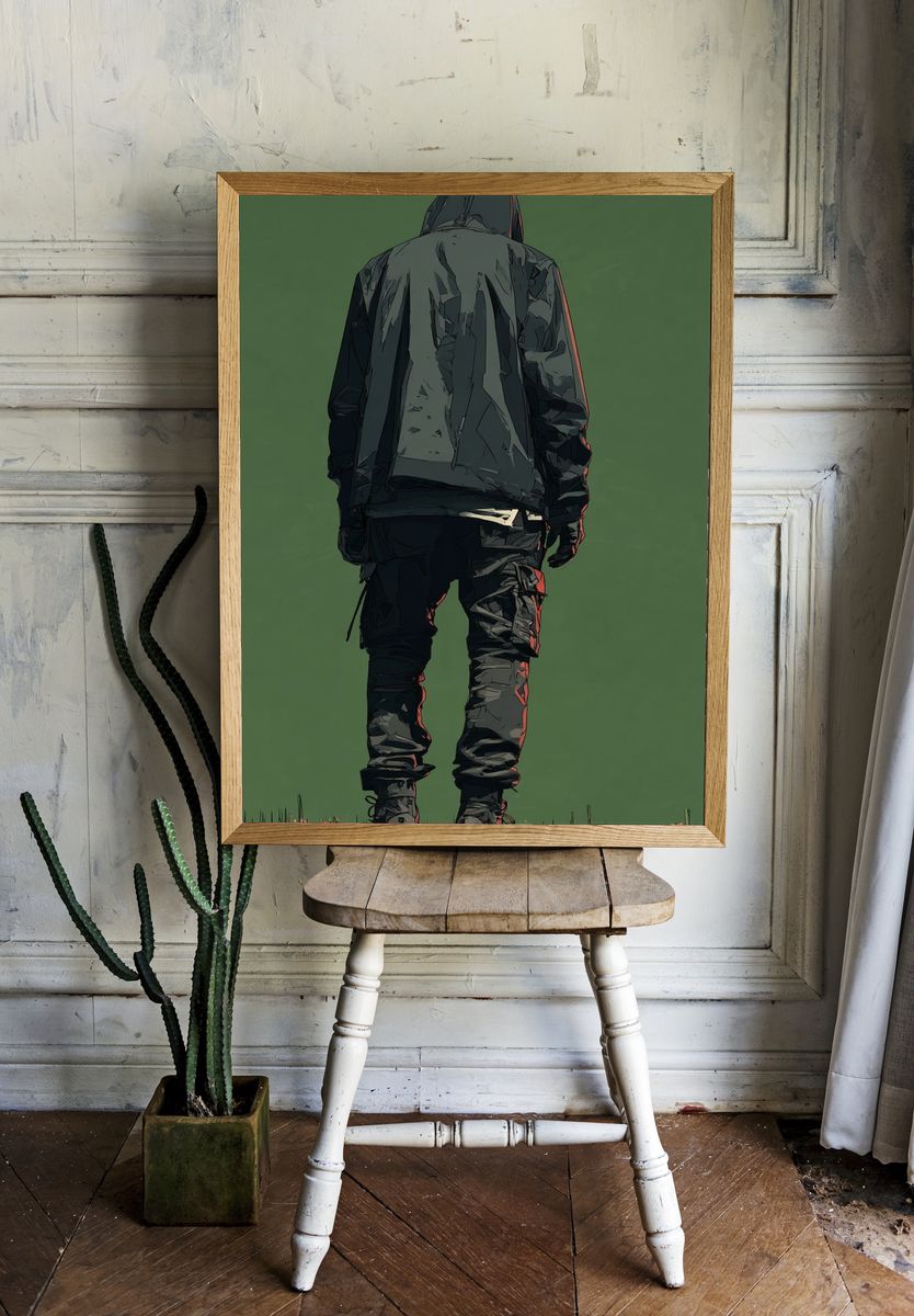 Hooded Figure Digital Art Poster. — room view 1