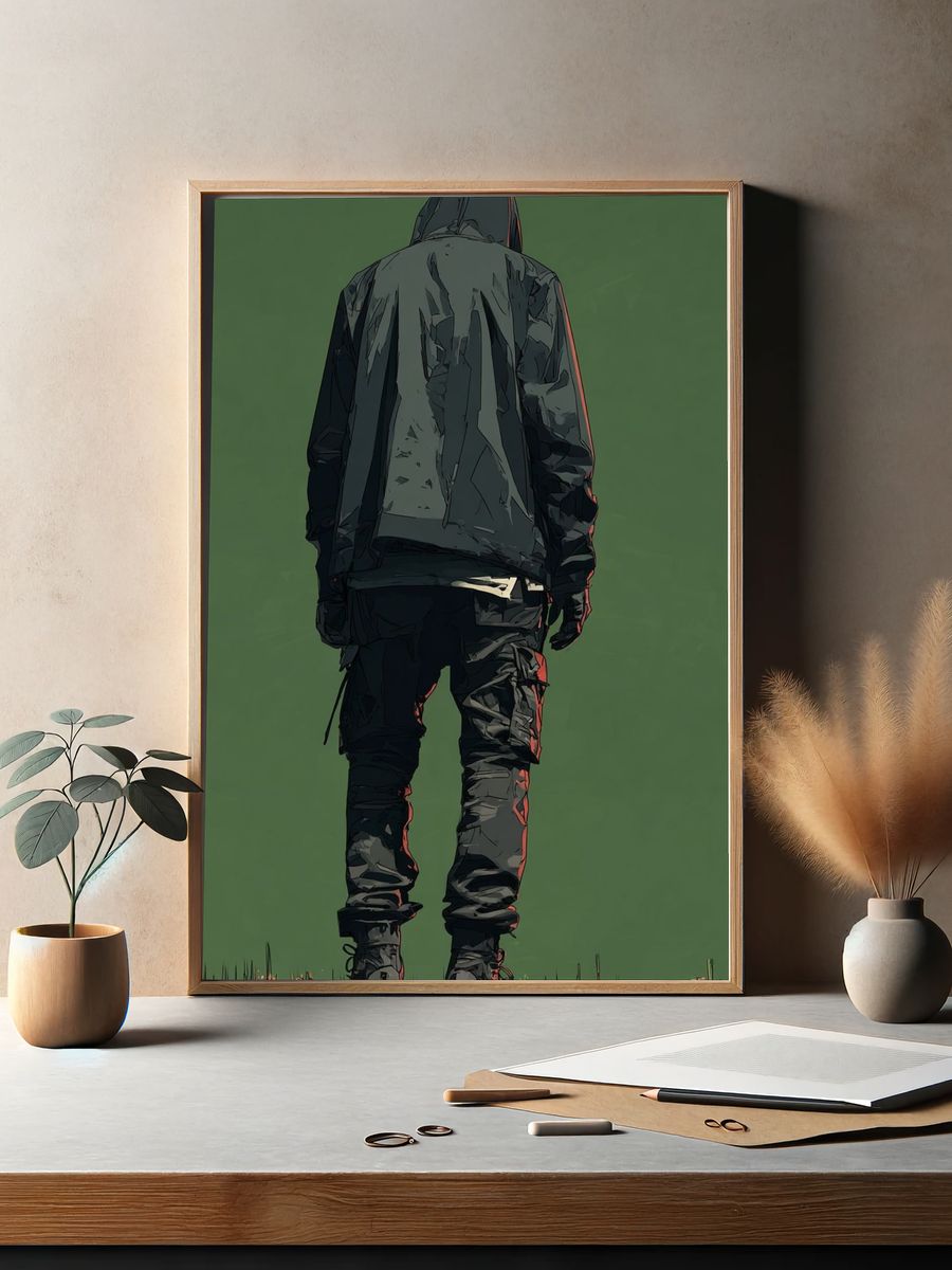 Hooded Figure Digital Art Poster. — room view 2
