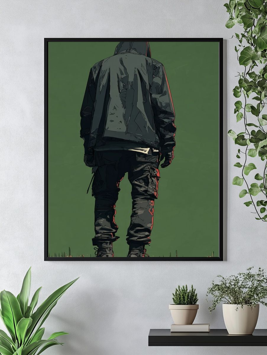 Hooded Figure Digital Art Poster. — room view 4