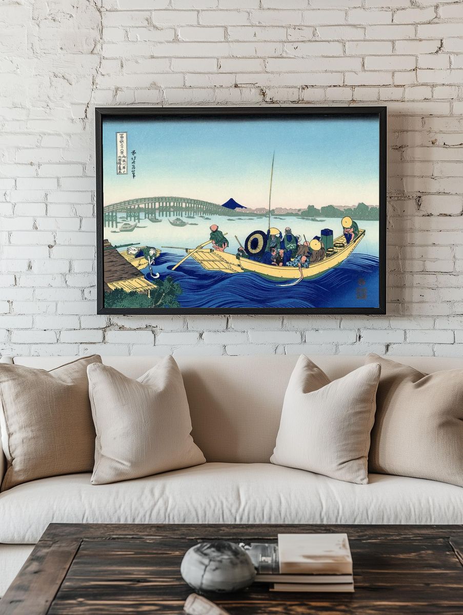 Katsushika Hokusai's Sunset Ryōgoku bridge. — room view 1