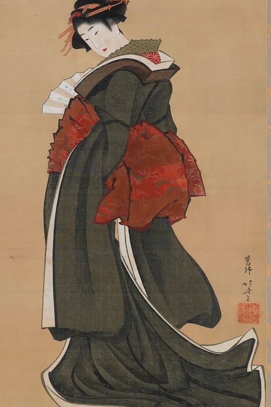 Woman Holding Fan by Katsushika Hokusai — Art Print. poster — fine-art art