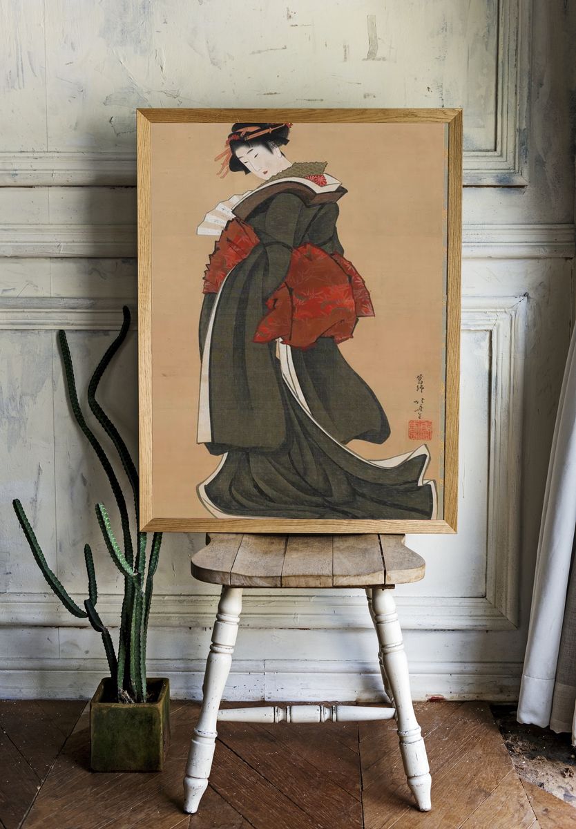Woman Holding Fan by Katsushika Hokusai — Art Print. — room view 1