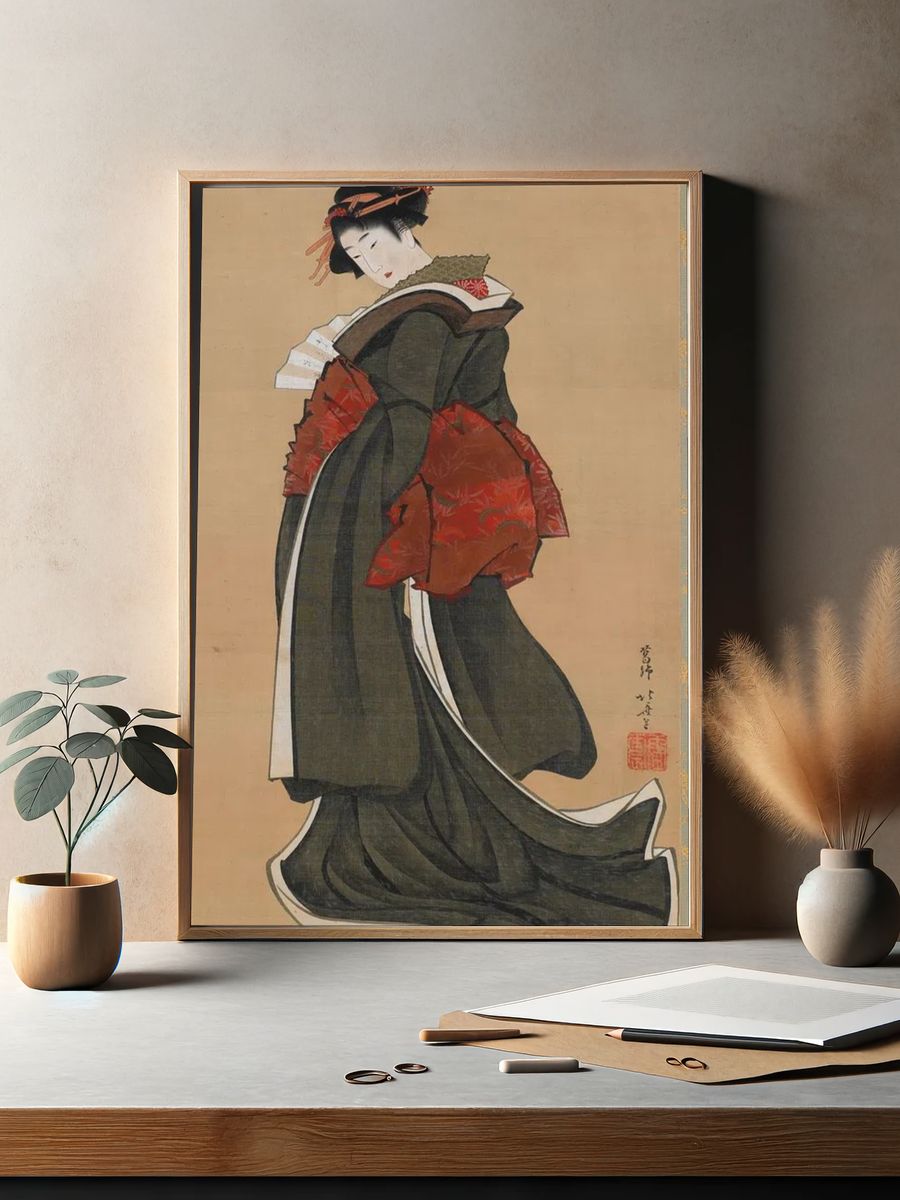 Woman Holding Fan by Katsushika Hokusai — Art Print. — room view 2