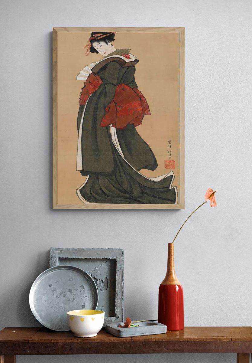 Woman Holding Fan by Katsushika Hokusai — Art Print. — room view 3