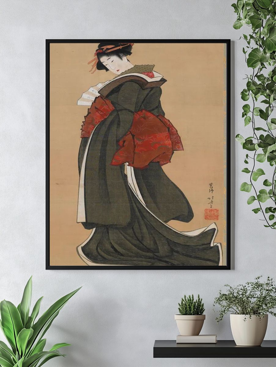 Woman Holding Fan by Katsushika Hokusai — Art Print. — room view 4