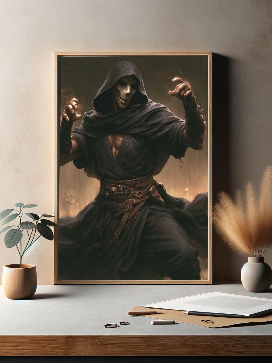 Hooded Reaper Fantasy Illustration Poster. — room view 2
