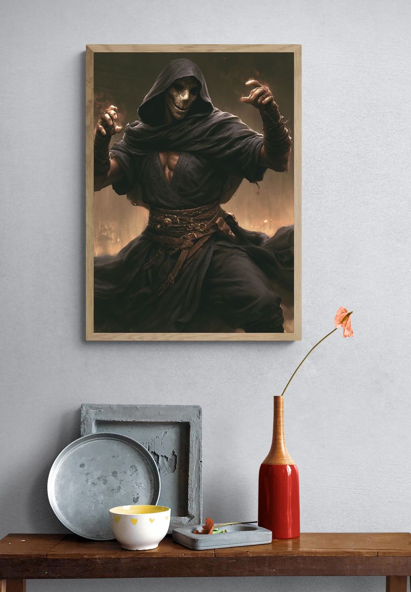 Hooded Reaper Fantasy Illustration Poster. — room view 3