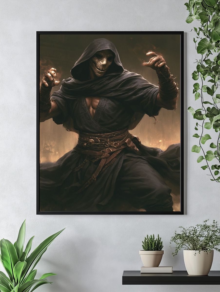 Hooded Reaper Fantasy Illustration Poster. — room view 4