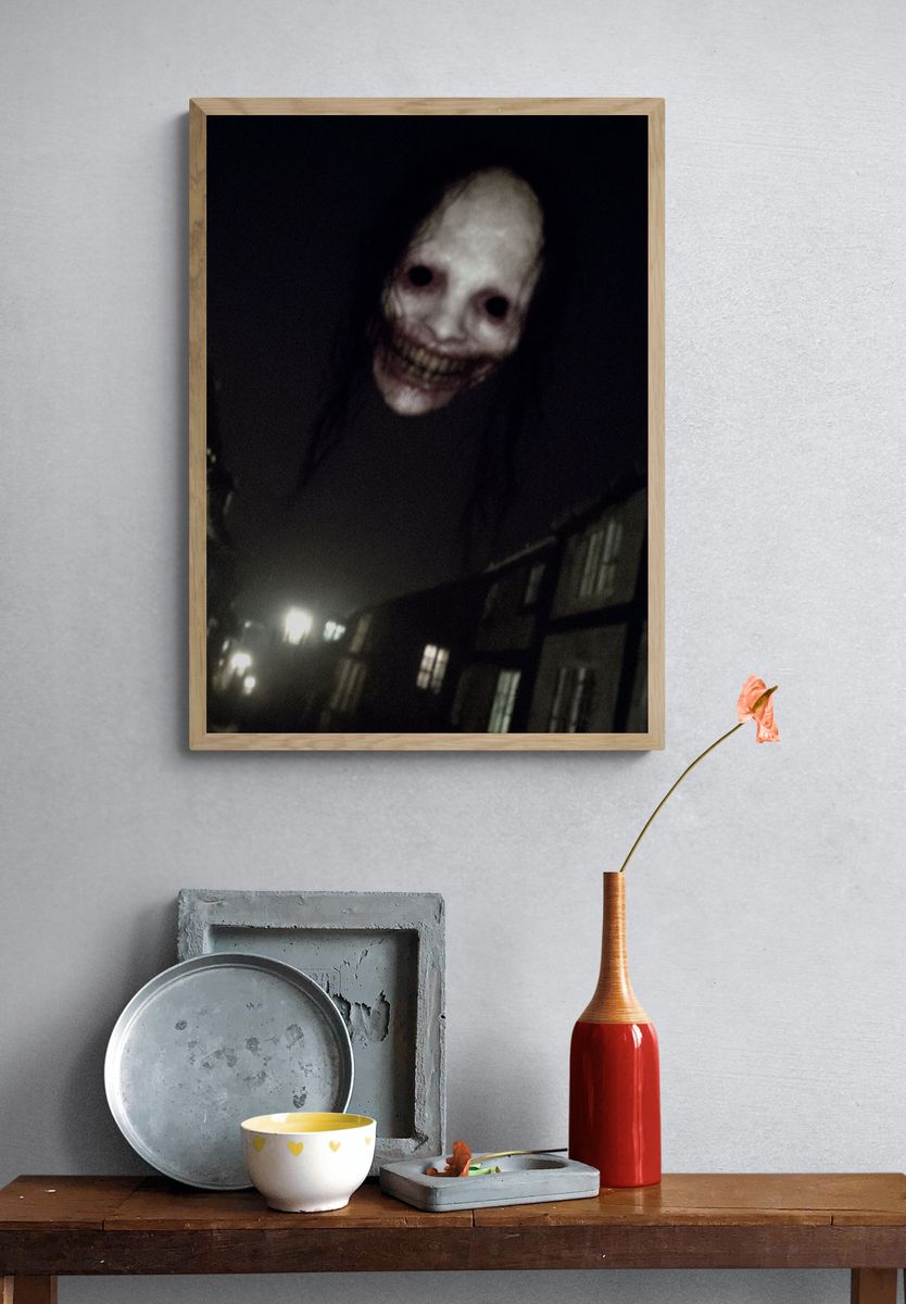 Creepy Ghost Face Horror Print. — room view 3