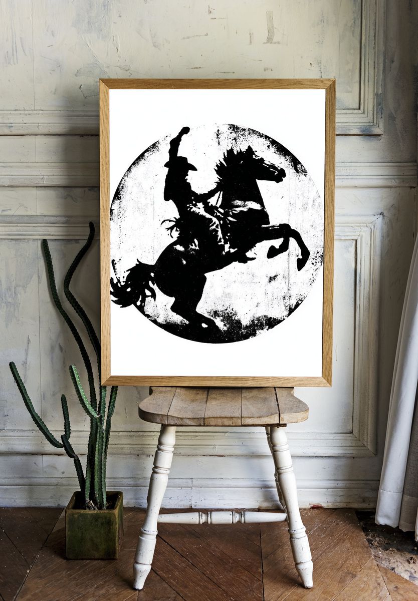 Rearing Horse Silhouette Print. — room view 1