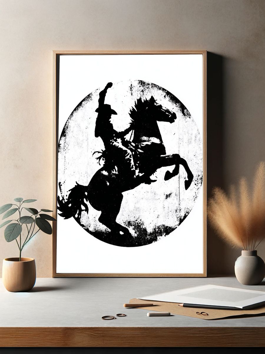 Rearing Horse Silhouette Print. — room view 2